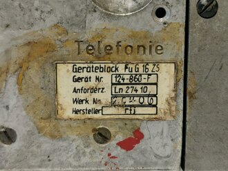 Luftwaffe, Geräteblock Fu G16 ZS, Ln 27410, Gehäuse fehlt , Funktion nicht geprüft