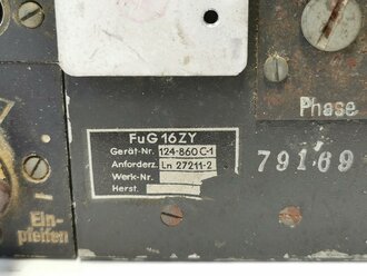 Luftwaffe, Geräteblock Fu G16 ZY, Ln 27211-2, Gehäuse fehlt , Funktion nicht geprüft