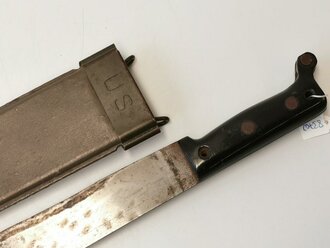 U.S. WWII "Ontaria knifo Co" machete dated 1943 in scabbard dated 1945