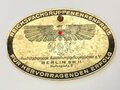 Reichsbund Deutscher Kleintierzüchter R.D.K., Große nichttragbare Auszeichnungsplakette "große Reichsfachgruppen- Plakette mit Urkunde" in defektem Etui im Umkarton. Ungereinigt