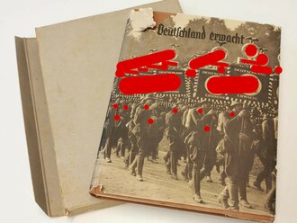 Sammelbilderalbum " Deutschland erwacht" komplett, sehr sauber im defekten Schutzumschlag mit originaler Kartonhülle