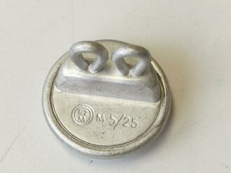 Schoßknopf  für den Rock der Offiziere der Wehrmacht 20,5mm. Aluminium, RZM
