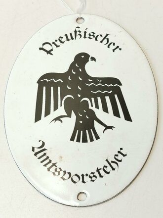 Emailleschild " Preußischer Amtsvorsteher" einfache REPRODUKTION, Höhe 13,5cm