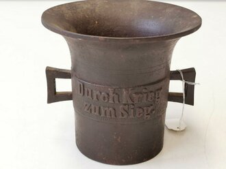 1.Weltkrieg, eiserner Mörser " Durch Krieg zum Sieg 1914-1916" Höhe 11cm