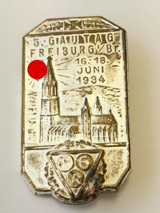 Blechabzeichen Reichsvereinigung ehemaliger Kriegsgefangener "Gau Tag Freiburg i/Br. 1934"