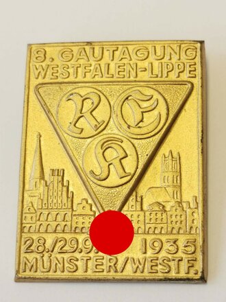 Blechabzeichen Reichsvereinigung ehemaliger Kriegsgefangener "Gau Tagung Westfalen Lippe Münster/Westf. 1935"