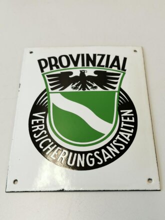 Emailleschild "Provinzial Versicherungsanstalten" Maße 12,5 x 15,5cm. Sie erhalten 1 neuwertiges Stück ( alle mit leichten Randfehlern) aus der originalen Umverpackung