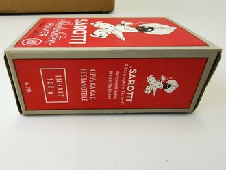 "Sarotti Schokoladen Pulver 100g" wohl 50/60iger Jahre. 1 ungeöffnete Packung aus der originalen Umverpackung