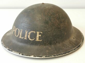 British WWII police steel helmet dated 1938. Original paint