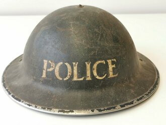 British WWII police steel helmet dated 1938. Original paint
