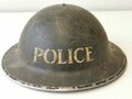 British WWII police steel helmet dated 1938. Original paint