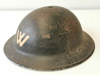 British WWII Air Raid Wardens steel helmet dated 1939. Original paint