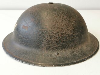 British WWII Air Raid Wardens steel helmet dated 1939. Original paint