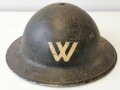 British WWII Air Raid Wardens steel helmet dated 1939. Original paint