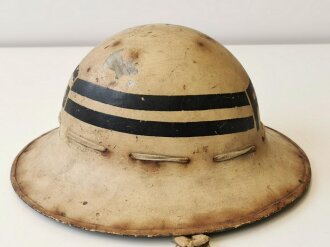 British WWII Civil Defence Fire Guard steel helmet dated 1941, original paint