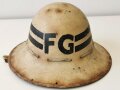 British WWII Civil Defence Fire Guard steel helmet dated 1941, original paint