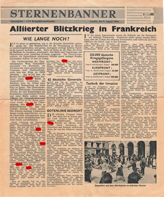 U.S. 2. Weltkrieg, Flugblatt USG48 " Sternenbanner 9.August 1944"