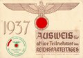 Ausweis für die aktive Teilnahme des Reichsparteitages 1937