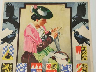 N.S. Winterhilfe, Dankesurkunde für bayerische Frauen und Mädchen 1933, 25 x 34cm