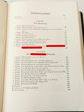 "Mein Kampf" Jubiläumsausgabe anlässlich des 50. Geburtstages Adolf Hitlers. Sehr guter Zustand, im Schuber