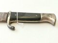 Hitler Jugend Fahrtenmesser. Griffemblem wackelt, rückseitige Griffschale restauriert, RZM 7/37 1939, Scheide fehlt