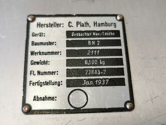 Luftwaffe, Beobachter Navigations Tasche  Fl 23843-2 datiert 1937.  Hersteller Plath Hamburg. Leicht gebraucht