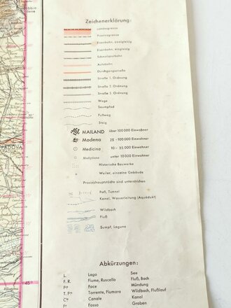 Luftwaffe Heereskarte " Mailand" Fliegerausgabe  von 1943