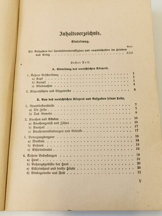 "Unterrichtsbuch für Sanitätsunteroffiziere und -mannschaften" Rom 12. August 1939, 431 Seiten, DIN A5