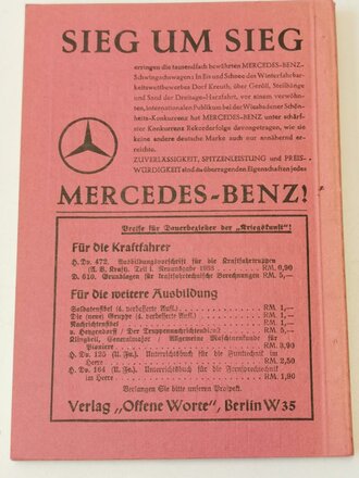 "Kraftfahr-Fibel" zusammengestellt und bearbeitet von Hauptmann v. Tippelstirch, 160 Seiten, DIN A5