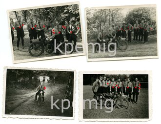 HJ, vier Aufnahmen von Angehörigen der Hitlerjugend und des NSKK bei Motorradfahrübungen, Maße 6 x 9cm