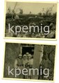 Fünf Aufnahmen von Angehörigen des Heeres in Wintertarn bekleidung in ihren Feldstellungen, maße 7 x 10cm