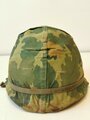 U.S. post war steel helmet , Mitchell cover, rear seam shell, reused WWII liner