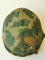 U.S. post war steel helmet , Mitchell cover, rear seam shell, reused WWII liner