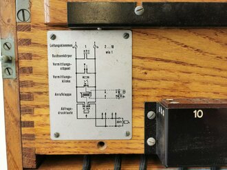 Kleiner Klappenschrank zu 10 Leitungen datiert 1942, gebraucht, Funktion nicht geprüft