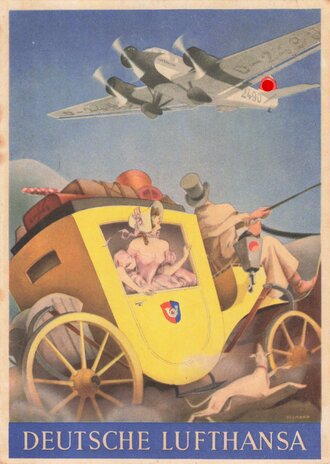 Farbige Ansichtskarte "Deutsche Lufthansa" datiert 1934