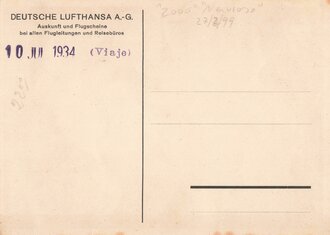 Farbige Ansichtskarte "Deutsche Lufthansa" datiert 1934