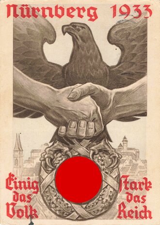 III. Reich - farbige Propaganda-Postkarte  " Nürnberg 1933"