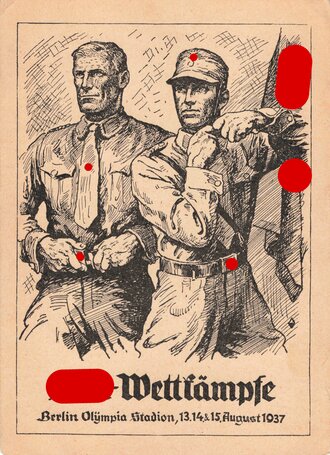 III. Reich - Propaganda-Postkarte " SA-Wettkämpfe Berlin Olympia Stadion 13.14&15.8.1937 "  Bild 6