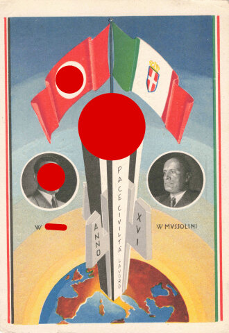 Propaganda-Postkarte - " Hitler - Mussolini 3.-9. Mai 1938 in Rom "