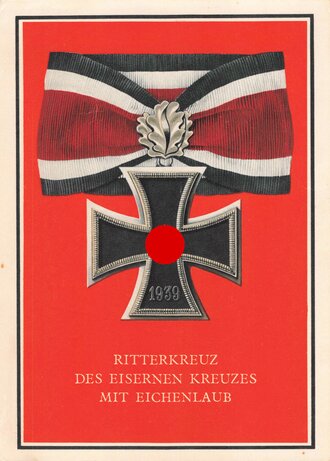 Farbige Propagandapostkarte "Ritterkreuz des Eisernen Kreuzes mit Eichenlaub"