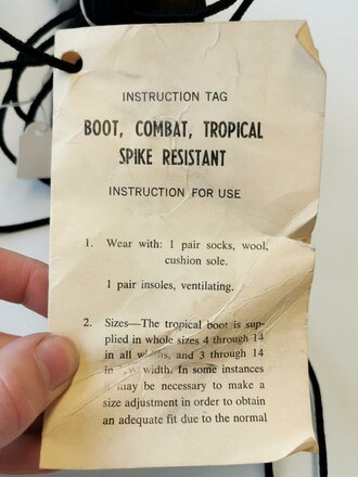 U.S. 1968 dated Tropical Combat boots, unissued, size 9N