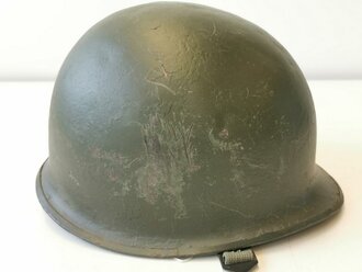 U.S. WWII front seam steel helmet shell, overpainted