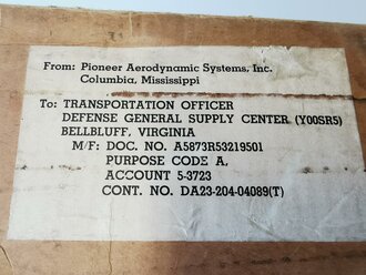 U.S. 1966 dated cardboard shipping container for Canopy, personnel Para Type T-10