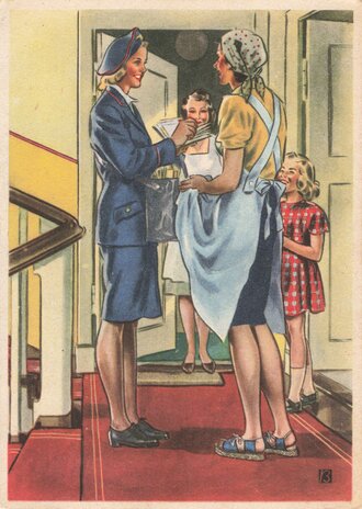 Ansichtskarte "Frauen schaffen für Euch - Die Postbotin"