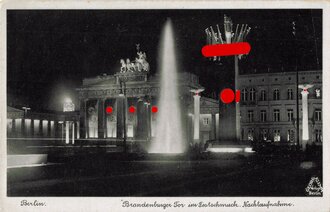 Ansichtskarte "Berlin, Brandenburger Tor im Festschmuck, Nachtaufnahme"