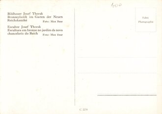Ansichtskarte "Bronzeplastik im Garten der Neuen Reichkanzlei"