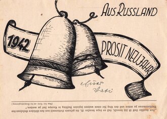 Ansichtskarte "Feldpostkarte - 1942 Prosit Neujahr aus Russland", datiert 1942
