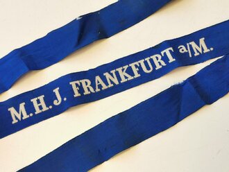 Hitler Jugend Mützenband " Marine HJ Frankfurt am Main" Gesamtlänge 107cm