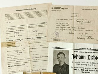 Waffen SS, Studioaufnahme sowie Nachkriegs Schriftverkehr bzgl. dem Verbleib des als Vermisst geltenden