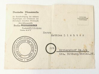 Waffen SS, Studioaufnahme sowie Nachkriegs Schriftverkehr bzgl. dem Verbleib des als Vermisst geltenden